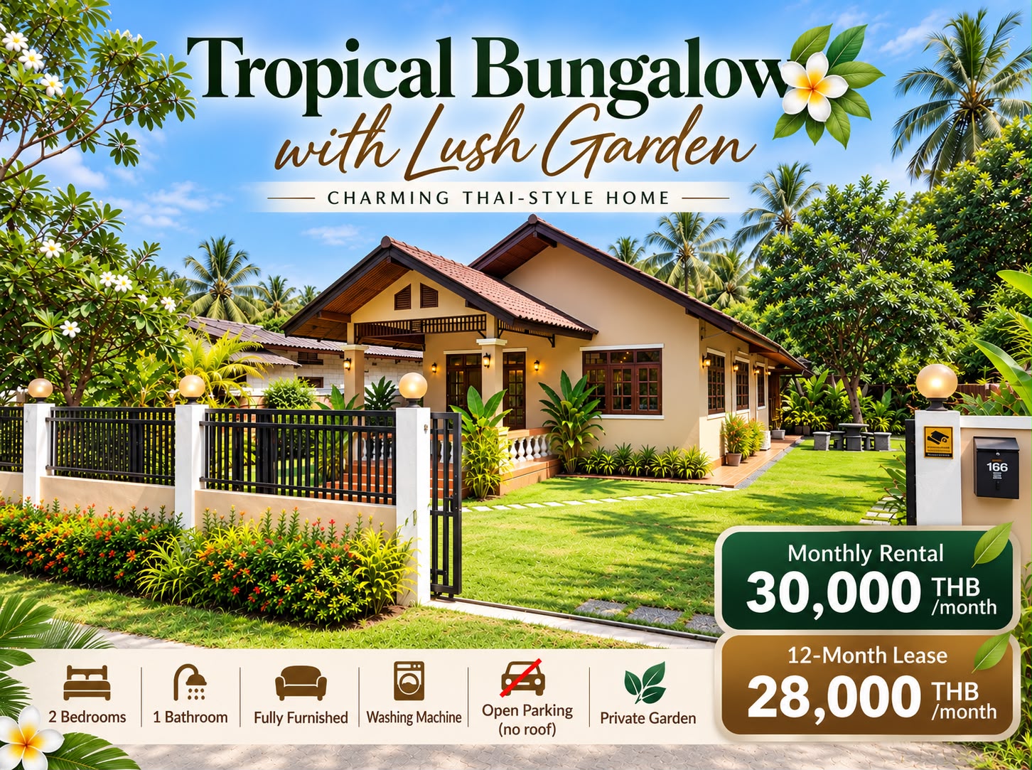 🏠Tropical Garden House for Rent in Khao Thong,Krabi